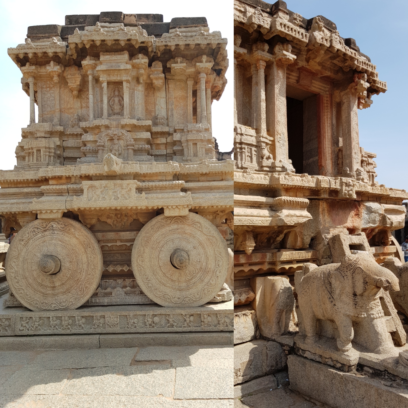 The famous stone chariot inside Vittala temple